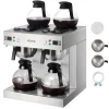 VEVOR Commercial Drip Coffee Maker, 24 Cups Coffee-Maker Machine with 4 Glass Carafes and 4 Decanter Warmer Plates, Stainless Steel Dual-Head Coffee Brewer, for Restaurant, Office, Coffee Shop & Home