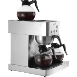 VEVOR Commercial Drip Coffee Maker, 12 Cups Coffee-Maker Machine with 4 Glass Carafes and 4 Decanter Warmer Plates, Stainless Steel Drip Style Coffee Brewer, for Restaurant, Office, Coffee Shop & Home