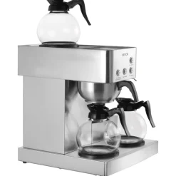 VEVOR Commercial Drip Coffee Maker, 12 Cups Coffee-Maker Machine with 4 Glass Carafes and 4 Decanter Warmer Plates, Stainless Steel Drip Style Coffee Brewer, for Restaurant, Office, Coffee Shop & Home