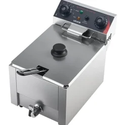 VEVOR Commercial Electric Deep Fryer, Oil Filtration Upgrade, 9.51 Qt, 1750W Stainless Steel Countertop Fryer with Basket and Lid, Temp Control, Oil Drain Valve for Commercial Restaurant Use, Silver