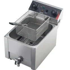 VEVOR Commercial Electric Deep Fryer, Oil Filtration Upgrade, 9.51 Qt, 1750W Stainless Steel Countertop Fryer with Basket and Lid, Temp Control, Oil Drain Valve for Commercial Restaurant Use, Silver
