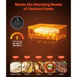 VEVOR Commercial Electric Drawer Warmer, Single-Drawer Stainless Steel Food Warmer, Freestanding Compact Warming Drawer Cabinet, 85°F–185°F Wide Temperature Range, for Restaurant, Hotel & Bakery