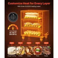 VEVOR Commercial Electric Drawer Warmer, Three-Drawer Stainless Steel Food Warmer, Freestanding Standard Warming Drawer Cabinet, 85°F–185°F Wide Temperature Range, for Restaurant, Hotel Buffet, Bakery