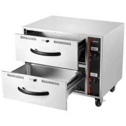 VEVOR Commercial Electric Drawer Warmer, Single-Drawer Stainless Steel Food Warmer, Freestanding Standard Warming Drawer Cabinet, 85°F–185°F Wide Temperature Range, for Restaurant, Hotel & Bakery