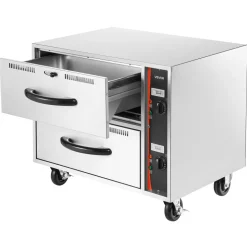 VEVOR Commercial Electric Drawer Warmer, Single-Drawer Stainless Steel Food Warmer, Freestanding Standard Warming Drawer Cabinet, 85°F–185°F Wide Temperature Range, for Restaurant, Hotel & Bakery