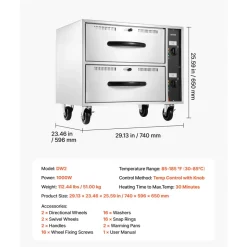 VEVOR Commercial Electric Drawer Warmer, Single-Drawer Stainless Steel Food Warmer, Freestanding Standard Warming Drawer Cabinet, 85°F–185°F Wide Temperature Range, for Restaurant, Hotel & Bakery