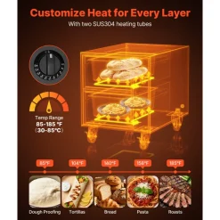VEVOR Commercial Electric Drawer Warmer, 2 Full-Size Pan Stainless Steel Food Warmer, Freestanding Standard Warming Drawer Cabinet, 85°F–185°F Wide Temperature Range, for Restaurant, Hotel Buffet & Bakery