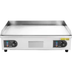 VEVOR Commercial Electric Griddle, 25.79 x 15.75 inch, 2800W, 122-570°F Adjustable Temp Control, Stainless Steel Body, Full Flat, with 2 Spatulas, 2 Brushes, and 4 Foot Pads, for Steak, Pancake (NO PLUG)