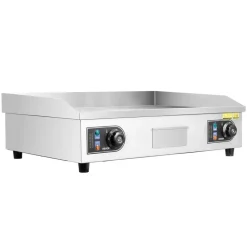VEVOR Commercial Electric Griddle, 25.79 x 15.75 inch, 2800W, 122-570°F Adjustable Temp Control, Stainless Steel Body, Full Flat, with 2 Spatulas, 2 Brushes, and 4 Foot Pads, for Steak, Pancake (NO PLUG)