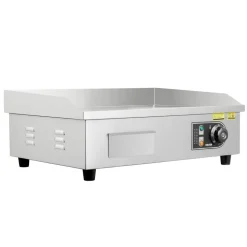 VEVOR Commercial Electric Griddle, 21.06 x 11.81 inch, 3200W, 122-570°F Adjustable Temp Control, Stainless Steel Body, Full Flat, with 2 Spatulas, 2 Brushes, and 4 Foot Pads, for Steak, Pancake