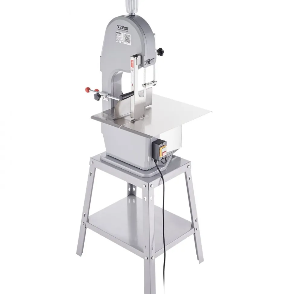 VEVOR Commercial Electric Meat Bandsaw, 1500W Stainless Steel Vertical Bone Sawing Machine, Workbeach 19.3" x 15", 0.16-7.9 Inch Cutting Thickness, Frozen Meat Cutter with 6 Blades for Rib Pork Beef
