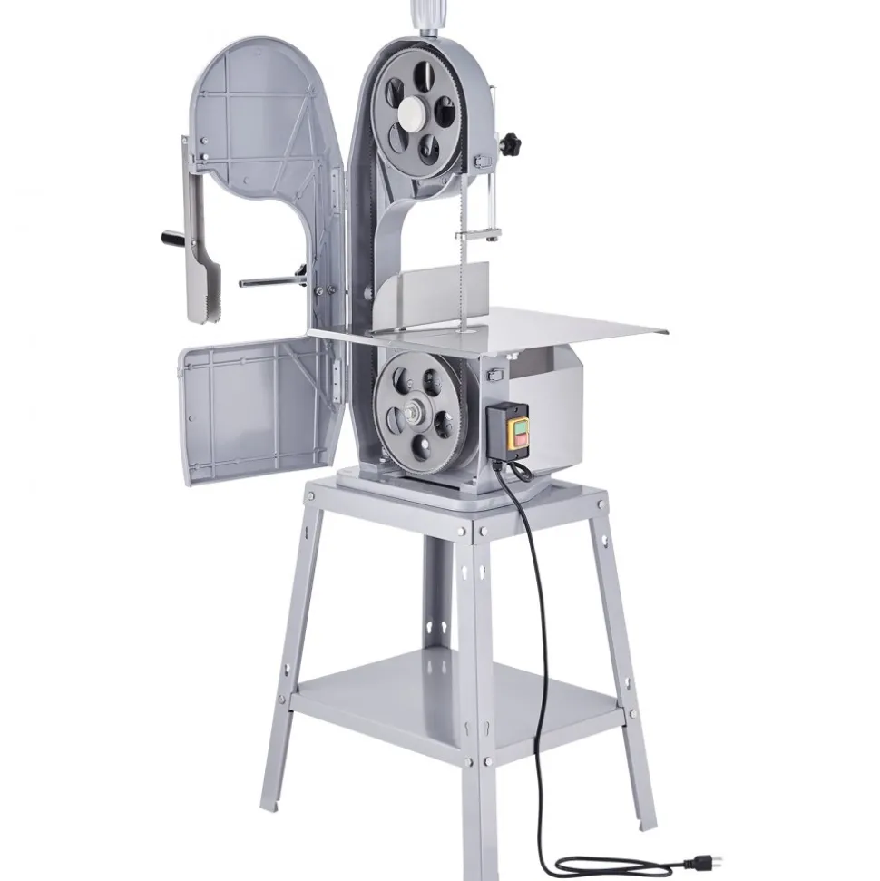 VEVOR Commercial Electric Meat Bandsaw, 1500W Stainless Steel Vertical Bone Sawing Machine, Workbeach 19.3" x 15", 0.16-7.9 Inch Cutting Thickness, Frozen Meat Cutter with 6 Blades for Rib Pork Beef