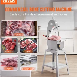 VEVOR Commercial Electric Meat Bandsaw, 1500W Stainless Steel Vertical Bone Sawing Machine, Workbeach 19.3