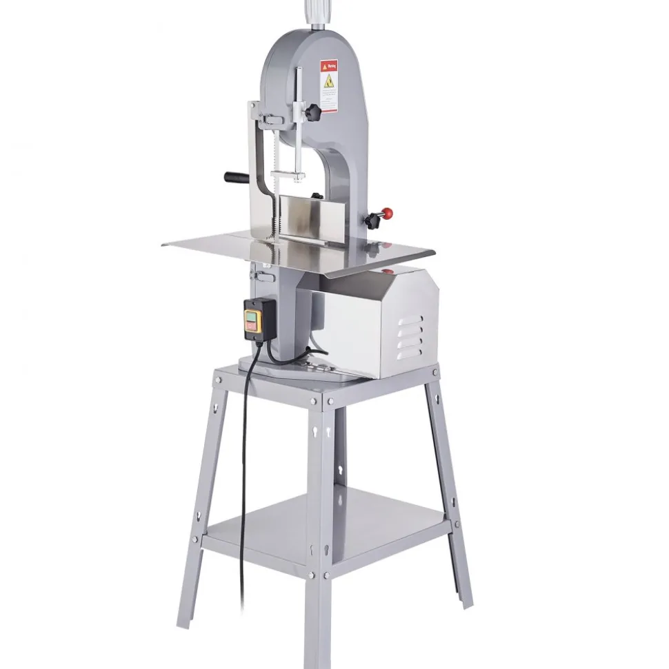 VEVOR Commercial Electric Meat Bandsaw, 1500W Stainless Steel Vertical Bone Sawing Machine, Workbeach 19.3" x 15", 0.16-7.9 Inch Cutting Thickness, Frozen Meat Cutter with 6 Blades for Rib Pork Beef
