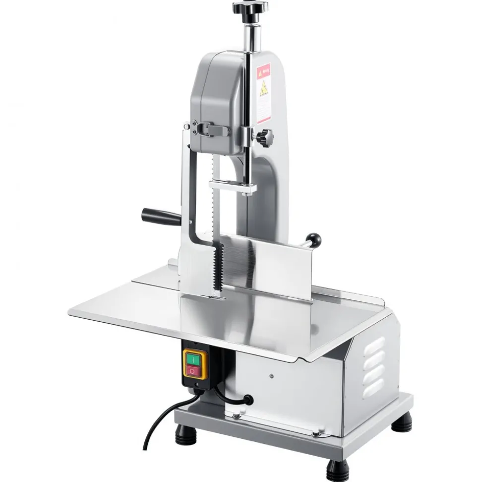 VEVOR Commercial Electric Meat Bandsaw, 1500W Bone Sawing Machine with 12.4" x 18.1" Workbench, 0-4.3" Cutting Thickness, 7 Extra Replacement Blades, for Cutting Bone, Frozen Meat, Pork, Beef & Ribs