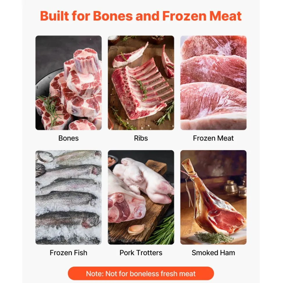 VEVOR Commercial Electric Meat Bandsaw, 1500W Bone Sawing Machine with 12.4" x 18.1" Workbench, 0-4.3" Cutting Thickness, 7 Extra Replacement Blades, for Cutting Bone, Frozen Meat, Pork, Beef & Ribs