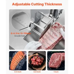 VEVOR Commercial Electric Meat Bandsaw, 650W Stainless Steel Countertop Meat Sawing Machine, Workbench 12.4" x 18.1", 4.33 Inch Max Cutting Thickness, Frozen Fish Cutter for Rib Pork Beef