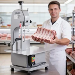 VEVOR Commercial Electric Meat Bandsaw, 650W Stainless Steel Countertop Meat Sawing Machine, Workbench 12.4" x 18.1", 4.33 Inch Max Cutting Thickness, Frozen Fish Cutter for Rib Pork Beef