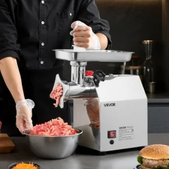 VEVOR Commercial Electric Meat Grinder, 7 lbs/min Capacity, #12 Industrial Meat Mincer with 2 Stainless Steel Blades, 2 Grinding Plates, 850W Heavy-Duty Sausage Maker Stuffer, for Kitchen, Restaurant