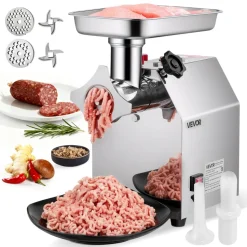 VEVOR Commercial Electric Meat Grinder, 7 lbs/min Capacity, #12 Industrial Meat Mincer with 2 Stainless Steel Blades, 2 Grinding Plates, 850W Heavy-Duty Sausage Maker Stuffer, for Kitchen, Restaurant