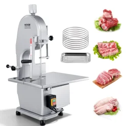 VEVOR Commercial Electric Meat Bandsaw, 1800W Stainless Steel Countertop Bone Sawing Machine, Workbeach 15" x 19.1", 7.09 Inch Max Cutting Thickness, Frozen Meat Cutter with 5 Blades for Rib Pork Beef