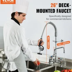VEVOR Commercial Faucet with Pre-Rinse Sprayer, 26