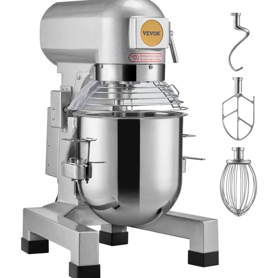 VEVOR Commercial Food Mixer, 18.7L Commercial Stand Mixer with 3 Adjustable Speeds, 1100W Dough Mixer with Stainless Steel Bowl and 3 Mixing Attachments, Ideal for Restaurant, Bakery, Pastry shop, Caf