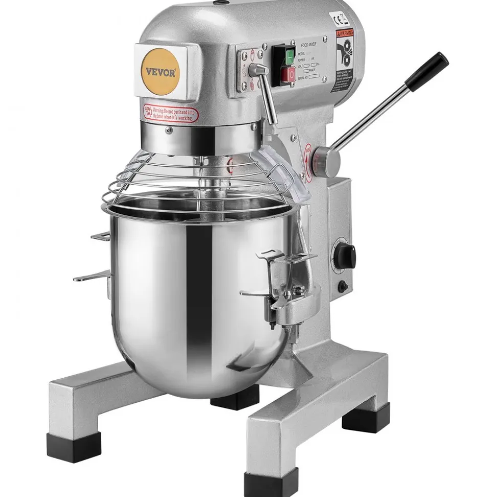 VEVOR Commercial Food Mixer, 18.7L Commercial Stand Mixer with 3 Adjustable Speeds, 1100W Dough Mixer with Stainless Steel Bowl and 3 Mixing Attachments, Ideal for Restaurant, Bakery, Pastry shop, Caf