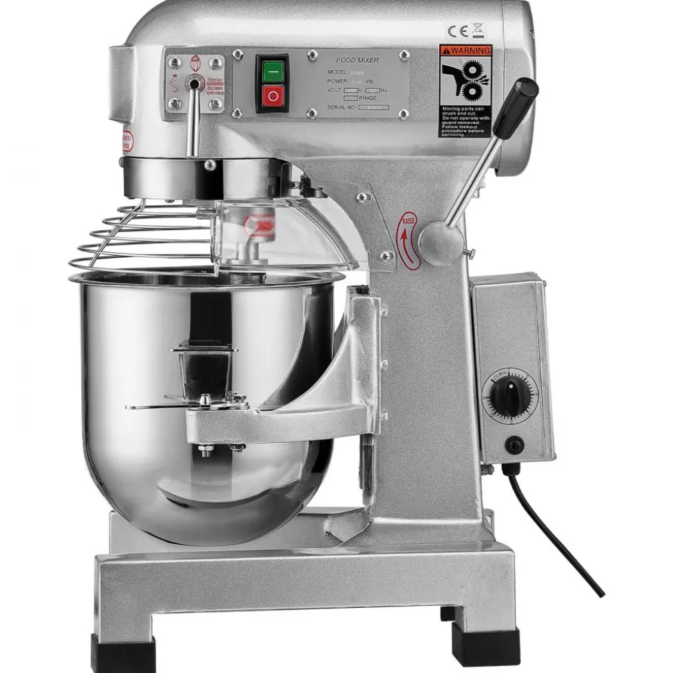 VEVOR Commercial Food Mixer, 14L Commercial Stand Mixer with 3 Adjustable Speeds, 550W Dough Mixer with Stainless Steel Bowl and 3 Mixing Attachments, Ideal for Restaurant, Bakery, Pastry shop, Cafe