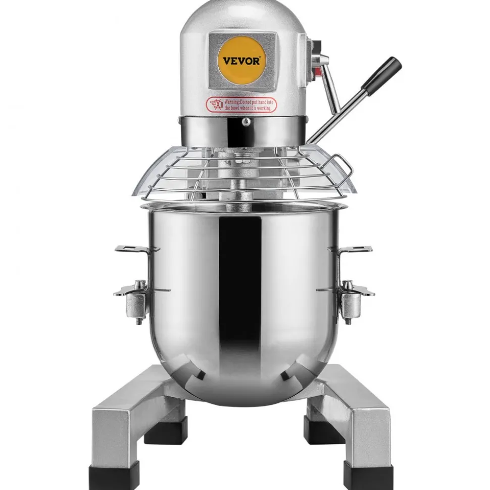 VEVOR Commercial Food Mixer, 10L Commercial Stand Mixer with 3 Adjustable Speeds, 550W Dough Mixer with Stainless Steel Bowl and 3 Mixing Attachments, Ideal for Restaurant, Bakery, Pastry shop, Cafe