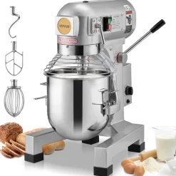 VEVOR Commercial Food Mixer, 10L Commercial Stand Mixer with 3 Adjustable Speeds, 550W Dough Mixer with Stainless Steel Bowl and 3 Mixing Attachments, Ideal for Restaurant, Bakery, Pastry shop, Cafe