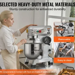 VEVOR Commercial Food Mixer, 30Qt Commercial Mixer with Timing Function, 1100W Stainless Steel Bowl Heavy Duty Electric Food Mixer Commercial with 3 Speeds Adjustable 108/199/382 RPM, Dough Hook Whisk