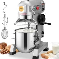 VEVOR Commercial Food Mixer, 10Qt Commercial Mixer with Timing Function, 450W Stainless Steel Bowl Heavy Duty Electric Food Mixer Commercial with 3 Speeds Adjustable 113/184/341 RPM, Dough Hook Whisk