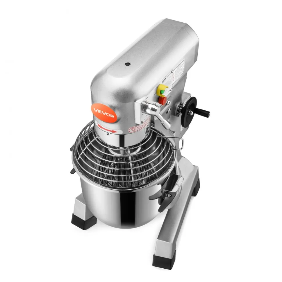 VEVOR Commercial Food Mixer 15Qt 600W 3 Speeds Adjustable 110/178/390 RPM Heavy Duty 110V with Stainless Steel Bowl Dough Hooks Whisk Beater Premium for Schools Bakeries Restaurants Pizzerias