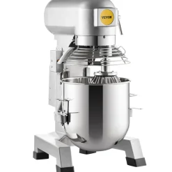 VEVOR Commercial Food Mixer 30Qt 1100W 3 Speeds Adjustable 105/180/408 RPM Heavy Duty 110V with Stainless Steel Bowl Dough Hooks Whisk Beater for Schools Bakeries Restaurants Pizzerias
