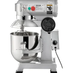 VEVOR Commercial Food Mixer 20Qt 750W 3 Speeds Adjustable 105 180 and 408 RPM Food Processor Heavy Duty with Stainless Steel Bowl Dough Hooks Whisk Beater for Schools Bakeries Restaurants Pizzeria
