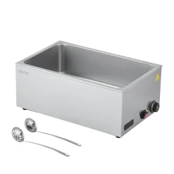VEVOR Commercial Food Warmer, 1200W Electric Stainless Steel Steam Food Warmer, Fast Heating Countertop Buffet Bain Marie with Soup & Perforated Ladles, for Catering, Restaurants, Parties, Buffets
