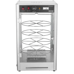 VEVOR Commercial Food Warmer Display, 4-Tier Pizza Warmer with Rotary Steam Heating for 14 in Pizza, 86℉~185℉ Temperature Control and Temp Display, 25W Oven Light + Top LED for Pizza Shop, Restaurant
