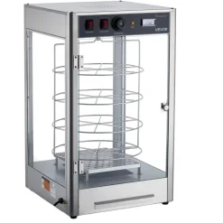 VEVOR Commercial Food Warmer Display, 4-Tier Pizza Warmer with Rotary Steam Heating for 14 in Pizza, 86℉~185℉ Temperature Control and Temp Display, 25W Oven Light + Top LED for Pizza Shop, Restaurant