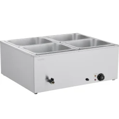 VEVOR Commercial Food Warmer, 1500W Electric Stainless Steel Steam Food Warmer with Lid, 4-Pan Fast Heating Countertop Buffet Bain Marie with Soup & Perforated Ladles, for Catering, Restaurant, Party