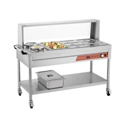 VEVOR Commercial Food Warmer, 1700W Electric Stainless Steel Steam Food Warmer with Glass Cover, 12-Pan Countertop Buffet Bain Marie with Soup & Perforated Ladles, for Catering, Restaurant & Party