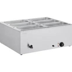VEVOR Commercial Food Warmer, 1500W Electric Stainless Steel Steam Food Warmer with Lid, 6-Pan Fast Heating Countertop Buffet Bain Marie with Soup & Perforated Ladles, for Catering, Restaurant, Party