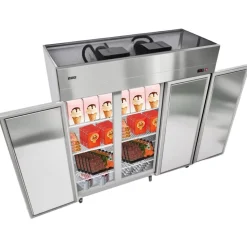 VEVOR Commercial Freezer, 71.65 in Width Reach In Upright-Freezer Three Door, 50.2 Cu.ft Auto-Defrost Stainless Steel Freezer with 12 Adjustable Shelves, -11 to 14℉ Temp Control, LED Light, 4 Wheels