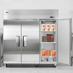 VEVOR Commercial Freezer, 71.65 in Width Reach In Upright-Freezer Three Door, 50.2 Cu.ft Auto-Defrost Stainless Steel Freezer with 12 Adjustable Shelves, -11 to 14℉ Temp Control, LED Light, 4 Wheels