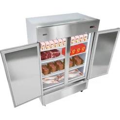 VEVOR Commercial Freezer, 32.2 in Width Reach In Upright-Freezer Double Door, 43.2 Cu.ft Auto-Defrost Stainless Steel Freezer with 8 Adjustable Shelves, -11 to 14℉ Temp Control, LED Light, 4 Wheels