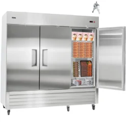 VEVOR Commercial Freezer, 32.2 in Width Reach In Upright-Freezer Three Door, 66.9 Cu.ft Auto-Defrost Stainless Steel Freezer with 12 Adjustable Shelves, -11 to 14℉ Temp Control, LED Light, 4 Wheels