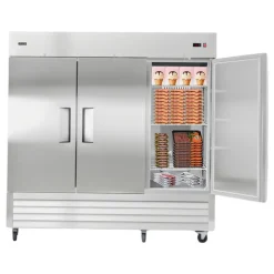 VEVOR Commercial Freezer, 32.2 in Width Reach In Upright-Freezer Three Door, 66.9 Cu.ft Auto-Defrost Stainless Steel Freezer with 12 Adjustable Shelves, -11 to 14℉ Temp Control, LED Light, 4 Wheels