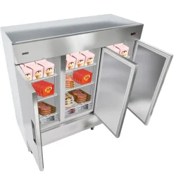 VEVOR Commercial Freezer, 32.2 in Width Reach In Upright-Freezer Three Door, 66.9 Cu.ft Auto-Defrost Stainless Steel Freezer with 12 Adjustable Shelves, -11 to 14℉ Temp Control, LED Light, 4 Wheels