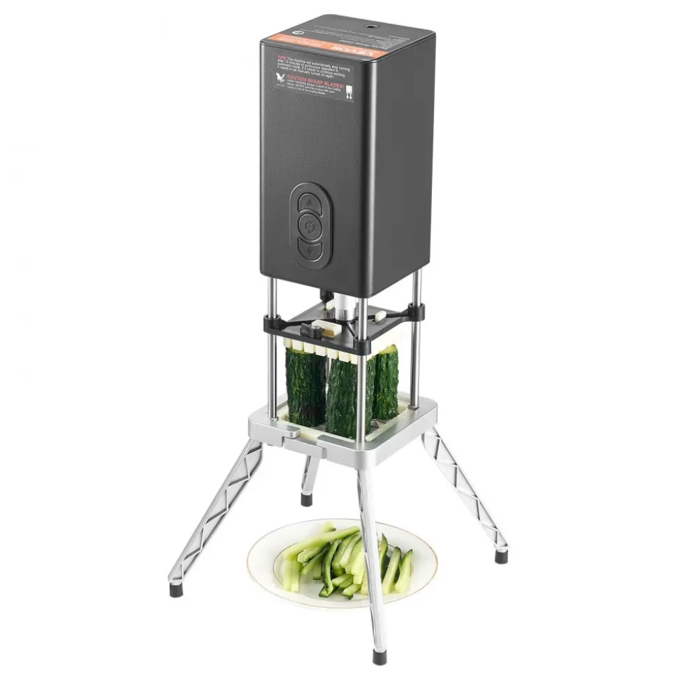 VEVOR Commercial French Fry Cutter, Stainless Steel Vegetable Fruit Chopper with 2 Replacement Blades 1/2-Inch 3/8-Inch, Electric Potato Slicer Dicer for Restaurants & Home Kitchen
