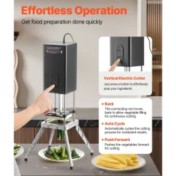 VEVOR Commercial French Fry Cutter, Stainless Steel Vegetable Fruit Chopper with 2 Replacement Blades 1/2-Inch 3/8-Inch, Electric Potato Slicer Dicer for Restaurants & Home Kitchen